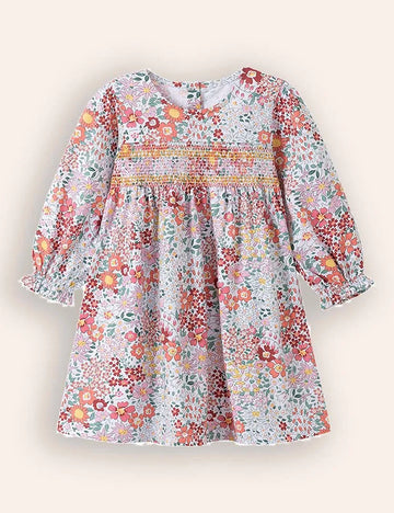 Floral Printed Long Sleeves Cotton Dress